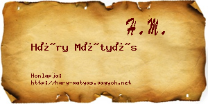 Háry Mátyás névjegykártya
