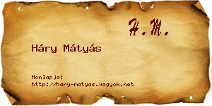 Háry Mátyás névjegykártya